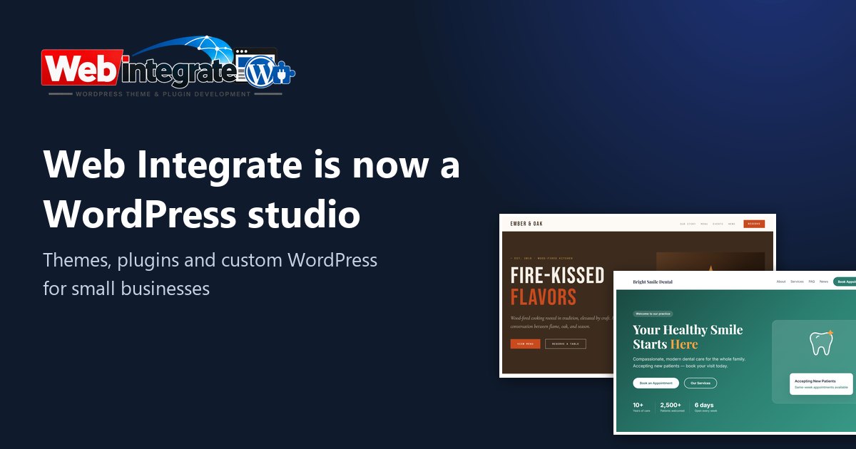 Welcome to Web Integrate: WordPress themes and plugins for small businesses